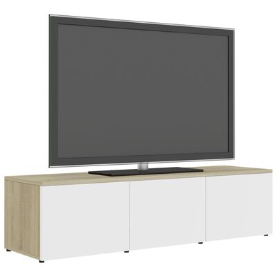 vidaXL Comodă TV, alb și stejar Sonoma, 120 x 34 x 30 cm, PAL
