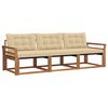 vidaXL Set de canapele de exterior 3 buc. Natural și Bej