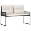 vidaXL Bancă de exterior cu pernă Negru și Alb crem 118 x 55 x 82 cm