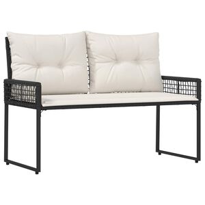 vidaXL Bancă de exterior cu pernă Negru și Alb crem 118 x 55 x 82 cm