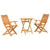 vidaXL Set Bistro Pliabil 3 pcs Maro Lemn Solid de Acacia
