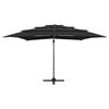 vidaXL Umbrelă de soare 4 niveluri, stâlp aluminiu, negru, 250x250 cm