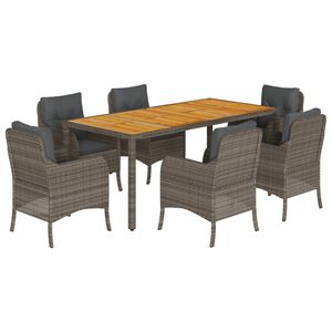 vidaXL Set mobilier de grădină cu perne, 7 piese, gri, poliratan