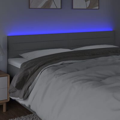 vidaXL Tăblie de pat cu LED, gri deschis, 180x5x78/88 cm, textil