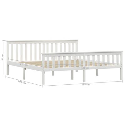 vidaXL Cadru de pat din lemn masiv de pin, alb, 180 x 200 cm
