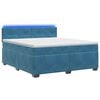 vidaXL Pat box spring cu saltea și LED albastru 160 x 200 cm Catifea