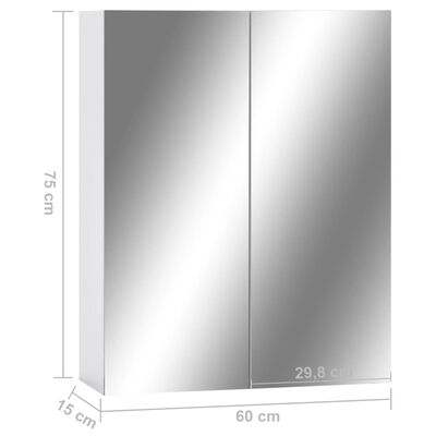 vidaXL Dulap de baie cu oglindă, alb, 60x15x75 cm, MDF