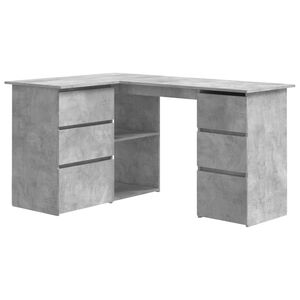 vidaXL Birou de colț, gri beton, 145x100x76 cm, lemn prelucrat