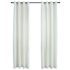 vidaXL Perdele opace cu inele, 2 buc., crem, 140x175 cm, catifea