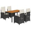 vidaXL Set mobilier de grădină cu perne, 5 piese, negru, poliratan