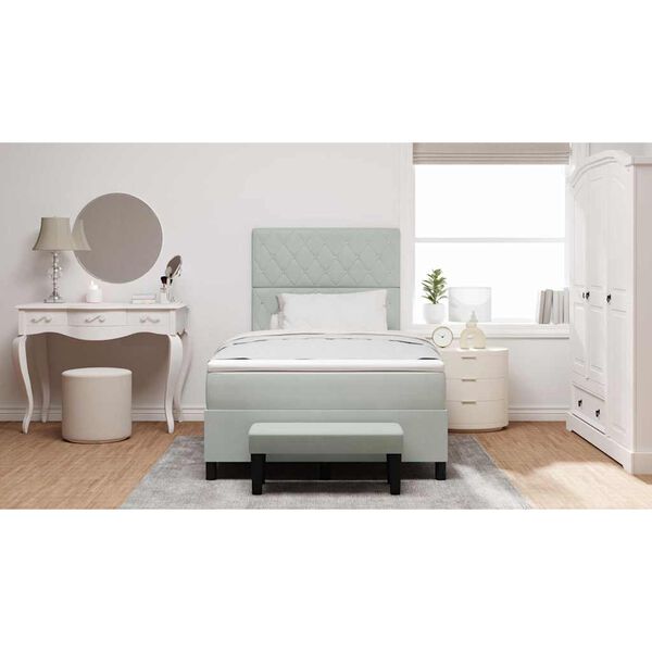 vidaXL Pat cu arcuri cu saltea Gri deschis 120 x 190 cm Catifea