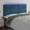 vidaXL Tăblie de pat cu LED, albastru &icirc;nchis, 200x5x118/128cm catifea