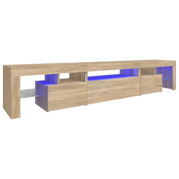 vidaXL Comodă TV cu lumini LED, stejar sonoma, 215x36,5x40cm