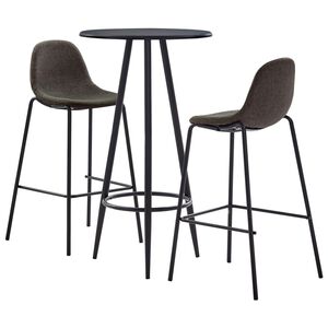 vidaXL Set mobilier de bar, 3 piese, gri &icirc;nchis, material textil