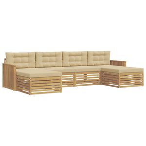 vidaXL Set de canapele de exterior 6 buc. Alb și Bej