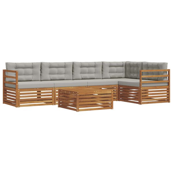 vidaXL Set de canapele de exterior 6 pcs Gri natural și deschis