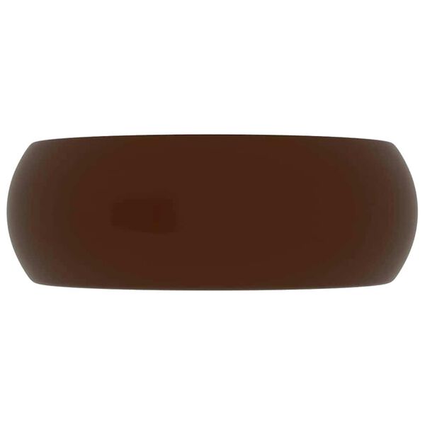 vidaXL Chiuvetă de baie lux maro &icirc;nchis mat 40x15 cm ceramică rotund