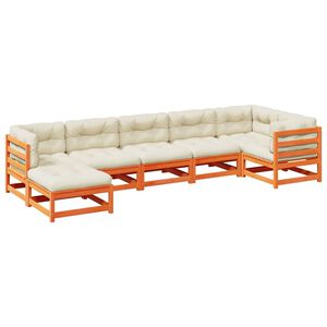 vidaXL Set canapele grădină cu perne, 7 piese, maro, lemn masiv de pin