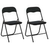 vidaXL Scaun pliant 2 buc. Catifea Negru 48 x 44 x 78 cm