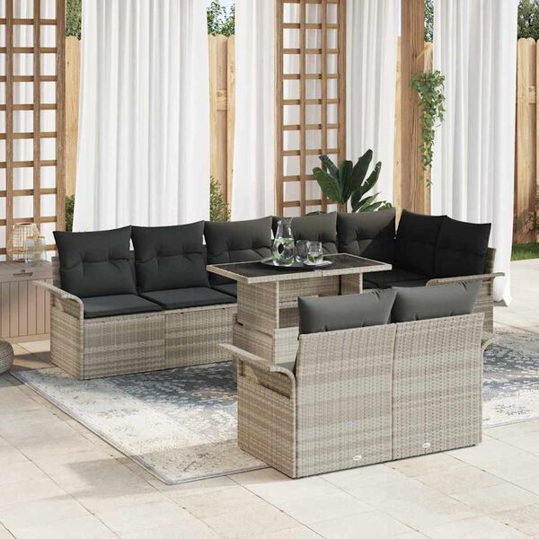 vidaXL Set de canapele pentru grădină 9 pcs Gri deschis Rattan poli