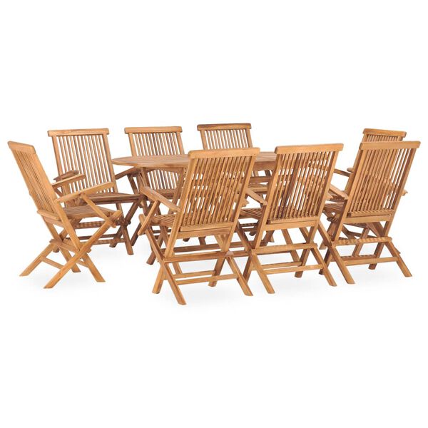 vidaXL Set mobilier de exterior pliabil, 9 piese, lemn masiv de tec