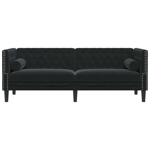 vidaXL Canapea Chesterfield Altele Negru 194 x 74.5 x 70.5 cm Catifea