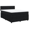 vidaXL Pat box spring cu saltea, negru, 140x200 cm, catifea