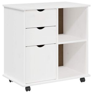 vidaXL Cabinet mobil 63,5 x 39 x 65,5 cm Lemn de pin masiv Alb