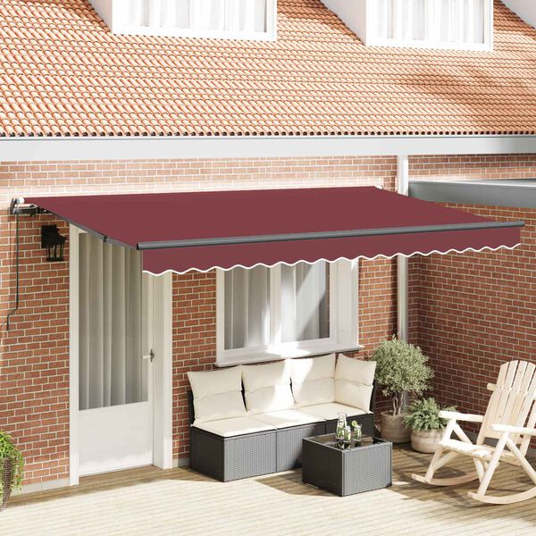 vidaXL Cortina Retractabilă Manual Burgundy 350 x 200 cm țesătură