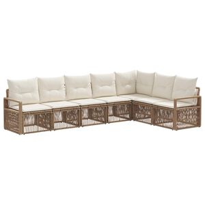vidaXL Set de canapele pentru grădină 7 pcs Bej poliratan