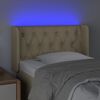 vidaXL Tăblie de pat cu LED, crem, 83x16x78/88 cm, textil