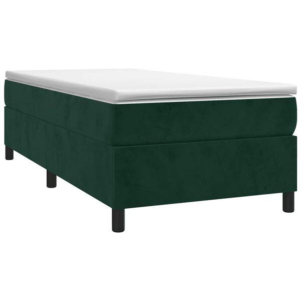 vidaXL Pat box spring cu saltea, verde închis, 90x190 cm, catifea