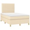 vidaXL Pat continental cu saltea, crem, 120x190 cm, textil