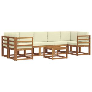 vidaXL Set de canapele de exterior cu pernă 8 pcs Natural și Crem