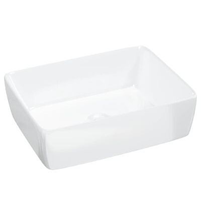 vidaXL Chiuvetă de baie, alb, 48x37x13 cm, ceramică, dreptunghiulară