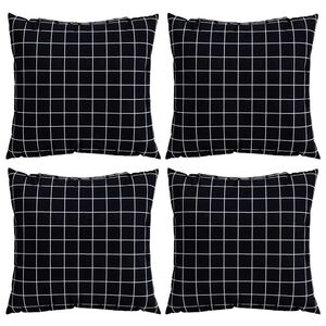 vidaXL Perne decorative 4 buc. Material din poliester Carouri Negre