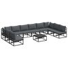 vidaXL Set de canapele pentru grădină 11 buc. Negru Aluminiu