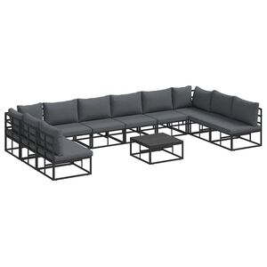 vidaXL Set de canapele pentru grădină 11 buc. Negru Aluminiu
