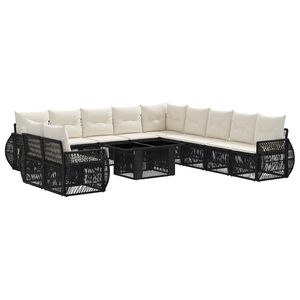 vidaXL Set de canapele pentru grădină 12 buc. Negru și Alb crem