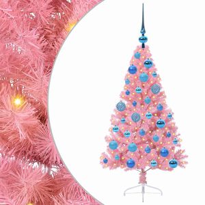 vidaXL Pom de Crăciun artificial pre-iluminat Roz 120 cm PVC