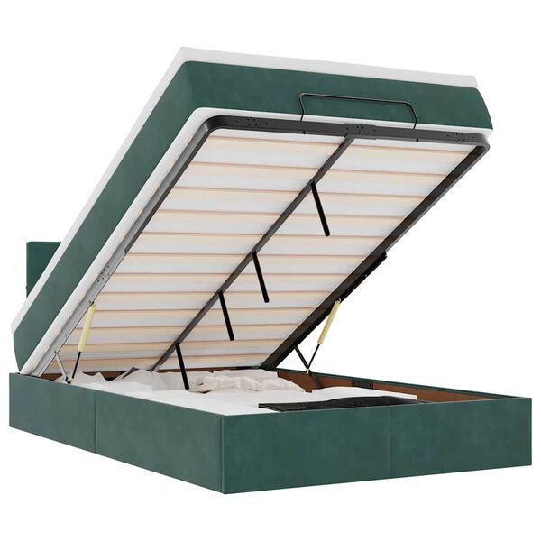 vidaXL Cadru de pat otoman cu saltea verde închis 120x200cm catifea