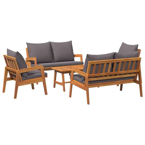 vidaXL Set bistro cu pernă 5 pcs Maro Lemn Solid de Acacia