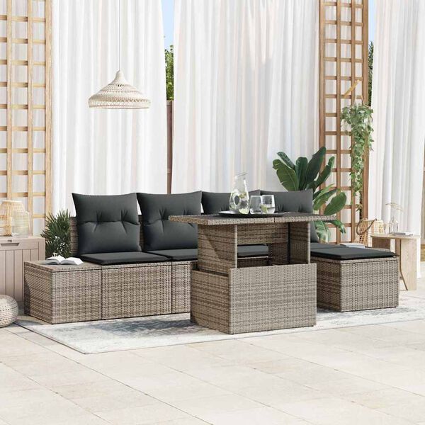 vidaXL Set de canapele pentru grădină 6 pcs Gri Rattan poli