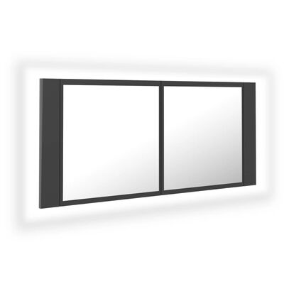 vidaXL Dulap de baie cu oglindă și LED, gri, 100x12x45 cm acril