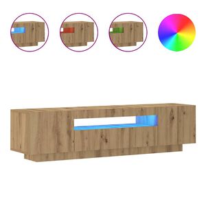 vidaXL Dulap TV cu LED stejar artizanal 160x35x40 cm lemn prelucrat