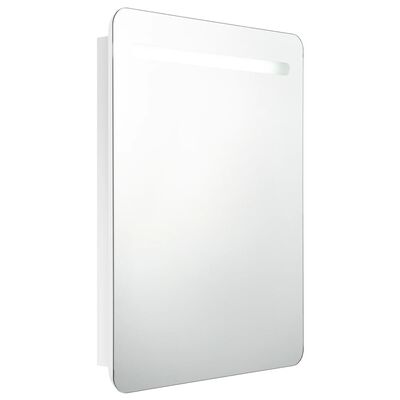 vidaXL Dulap de baie oglindă și LED, alb strălucitor, 60x11x80 cm