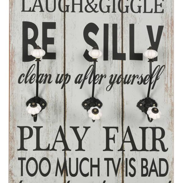 vidaXL Cuier de perete cu 6 cârlige, 120x40 cm, THANK YOU