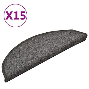 vidaXL Covorașe pentru scări, 15 buc., 56x17x3 cm, gri și negru, semirotunde