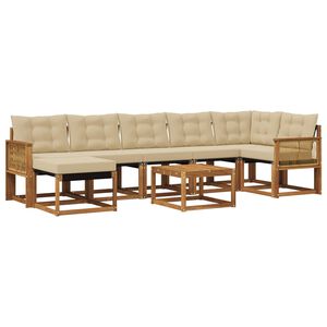 vidaXL Set de canapele de exterior cu pernă 8 pcs Natural și Bej