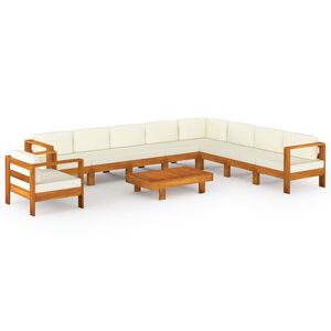 vidaXL Set fotoliu de grădină cu 10 piese și perne, 100x60 cm, lemn de salc&acirc;m